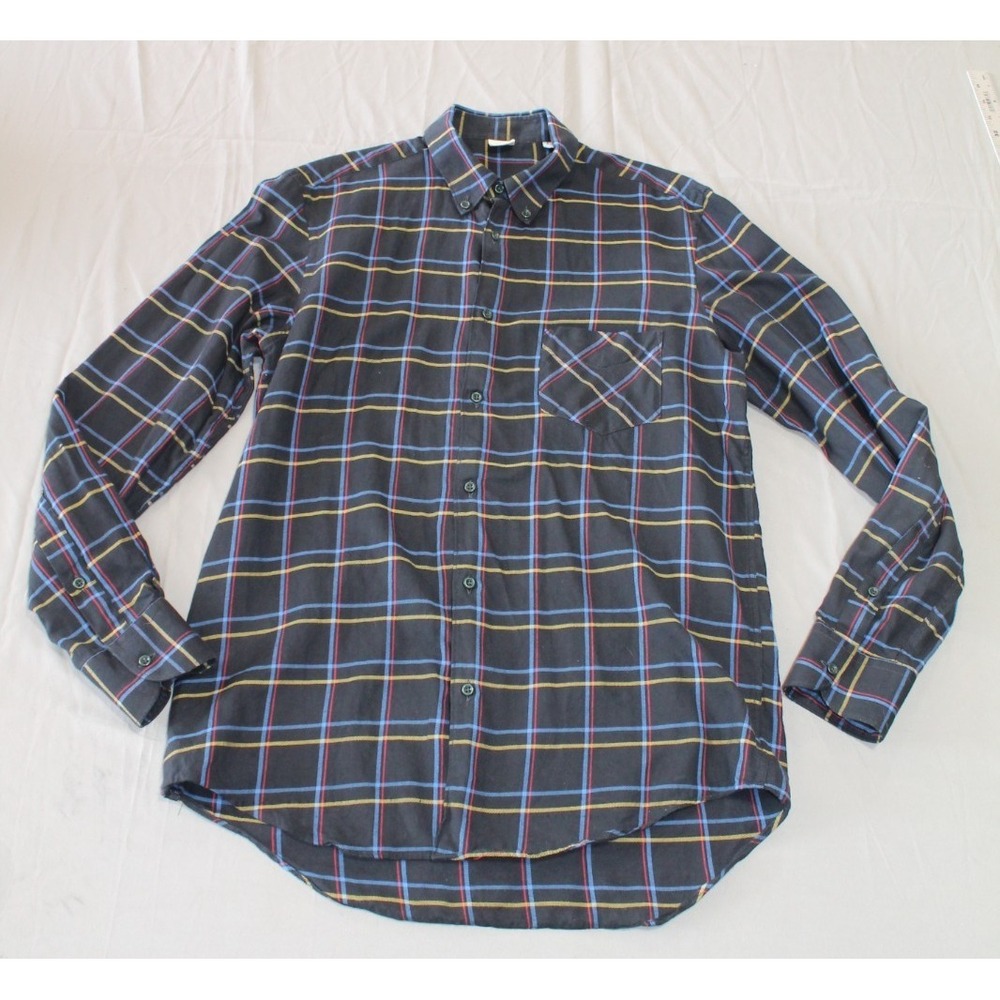 Adam Kimmel Men's Western Shirt Small Plaid Black Button 100% Cotton Italy